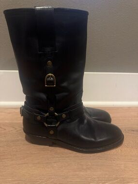 Isabel Marant Black Leather Mid-Calf Harness Boots